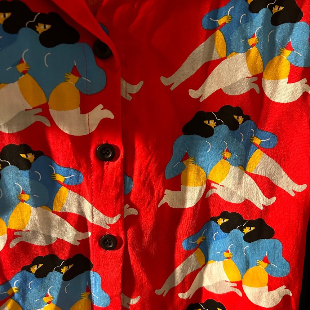 Nooworks RARE Dancing Ladies Button Up Size Large - Picture 2 of 12